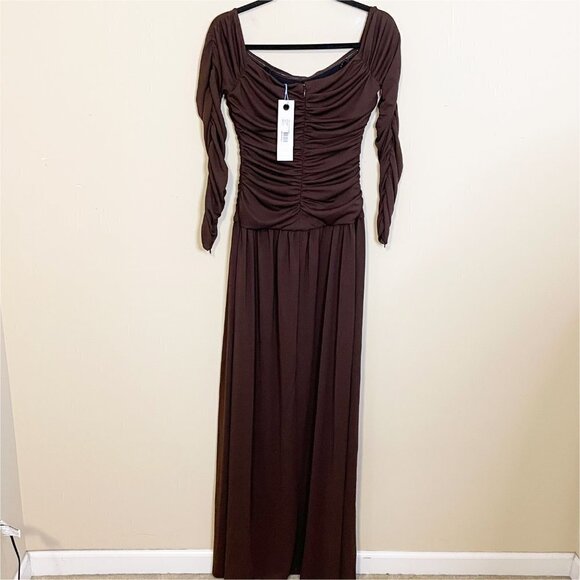 🤤✨Tanya Taylor Mocha Chocolate Brown Marla Long Sleeve Maxi Slit Dress 🤤✨ - Picture 4 of 13